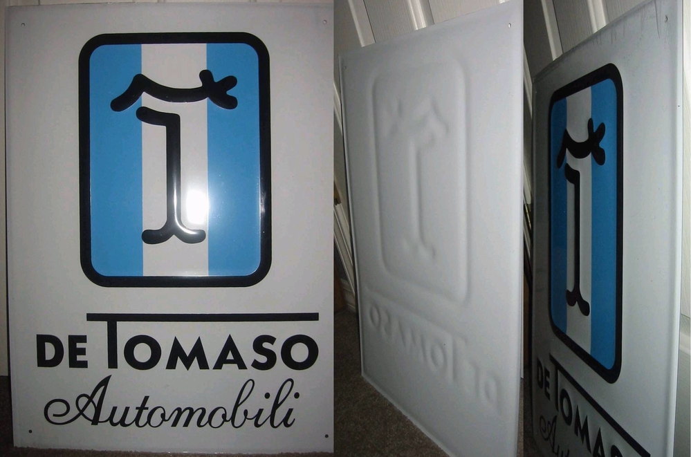 De Tomaso Automobili reproduction dealer metal sign DeTomaso 