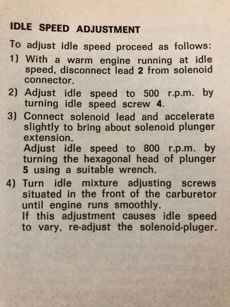 Idle speed adjustment
