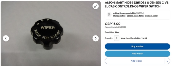 eBay Auction -wiper knob