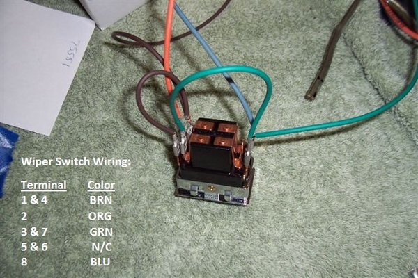 Wiper Switch Wiring - 13017B - 8 Pole Version